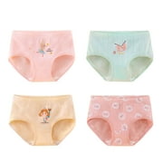 Coerni Kids Toddler Baby Girls Underwear Cartoon Letter Print Shorts Pants Cotton Briefs Underwear 4PCS Junior Girls Underwear